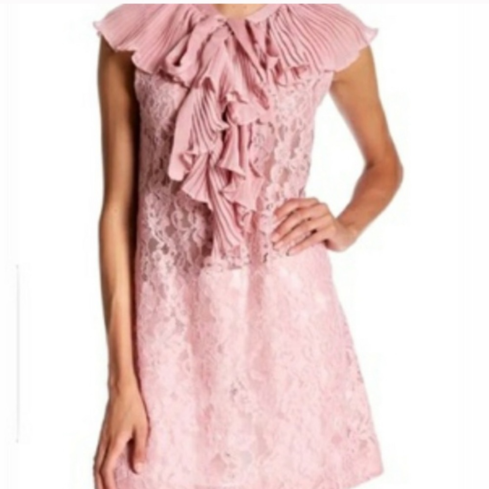 TOV Ruffle Front Pink Lace Tunic Size 8